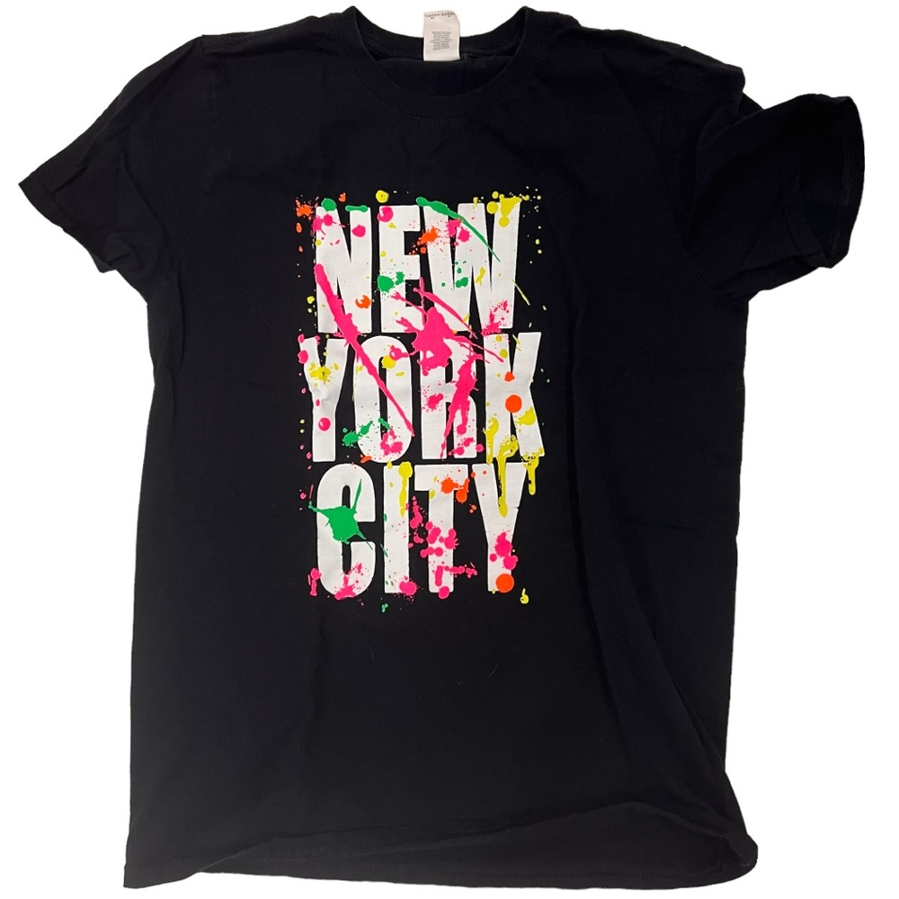 NYC neon splatter paint tee